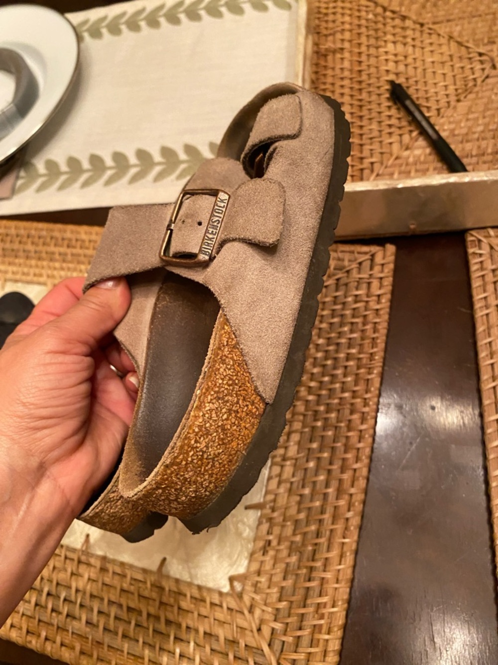 Birkenstock Arizona Suede Double Strap Sandals in Grey Taupe - Picture 4 of 9